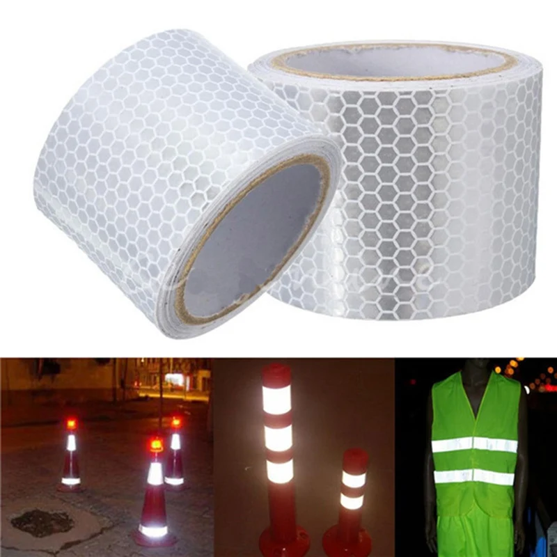 

Security Caution Reflective Tape Warning Tape Sticker Self Adhesive Waterproof Pure Color Reflect Light Safety 5x100cm