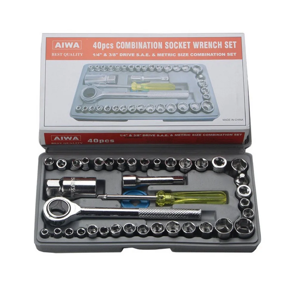 

40 Pieces/set Multifunctional Home Auto Repair Tools Car and Motorcycle Sleeve Combination Sleeve Wrench Screws Nuts Tools Kit