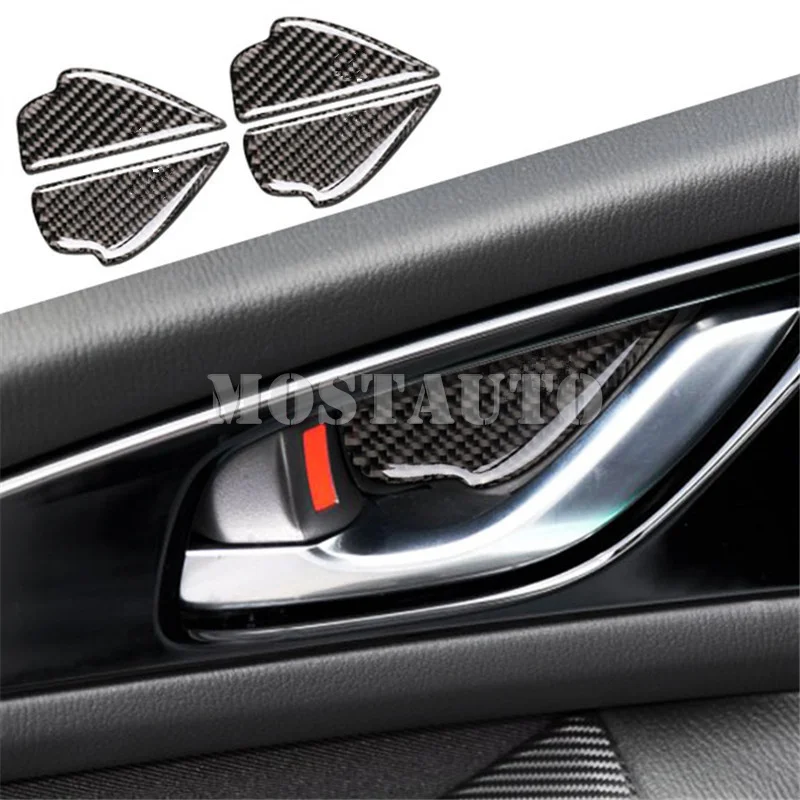For Mazda 3 Mazda3 Carbon Fiber Car Door Handle Bowl Trim Cover 2014