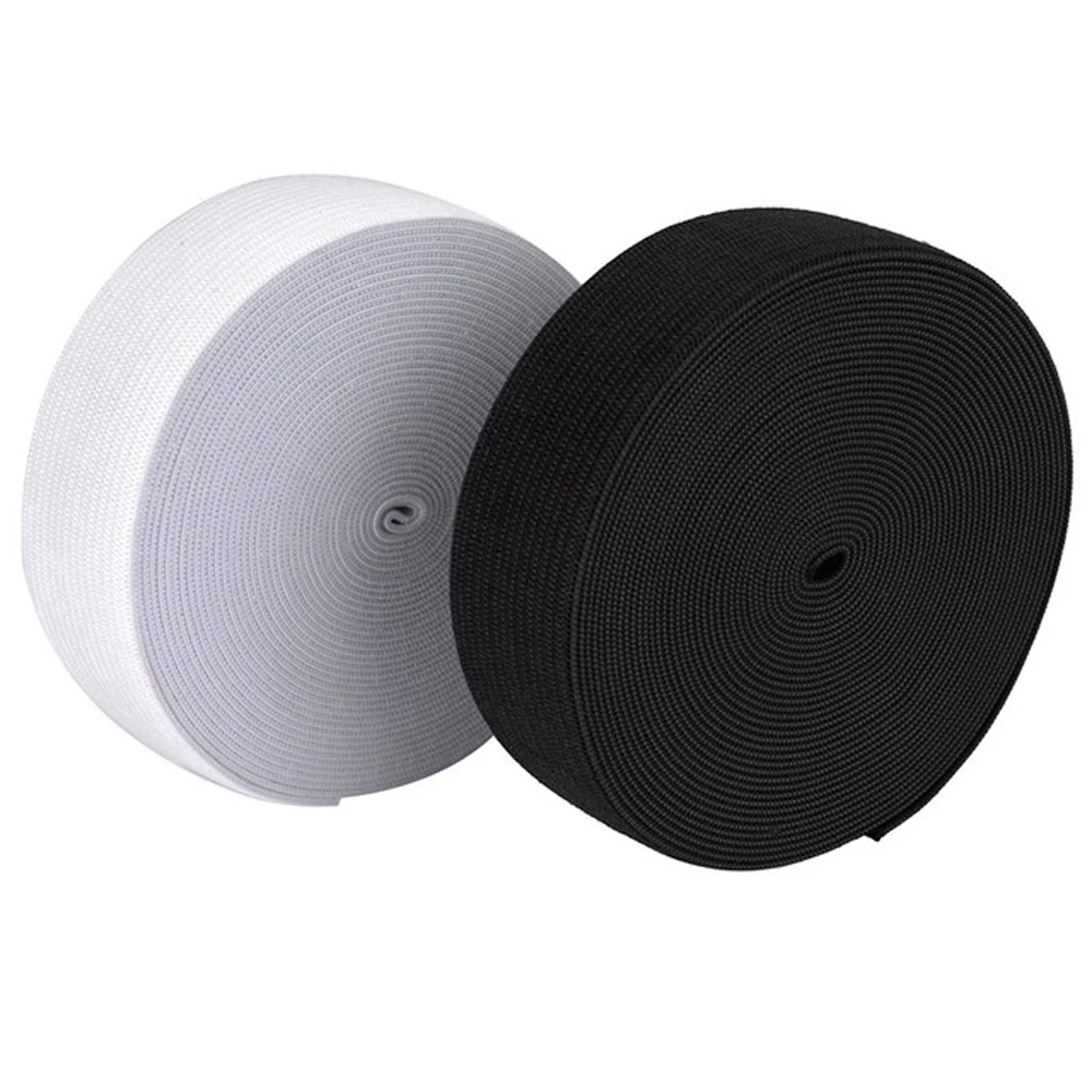 

5 Meters White and Black Woven Flat Knitted Elastic 25mm, Craft Sewing Elastic Cord Elastic Band Sewing Stretch Rope