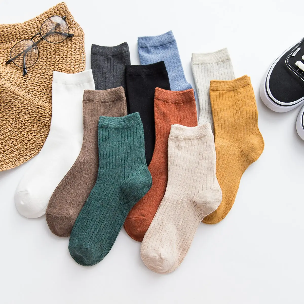 10 Цвета Новая мода сезон: весна–лето Для женщин Повседневное женские хлопковые носки одноцветное Цвет простой носок для девочек Harajuku