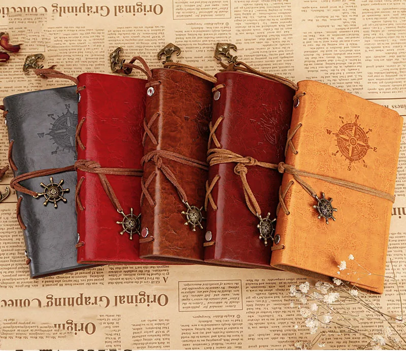

RuiZe Vintage leather travel journal notebook blank kraft paper sketchbook pocket traveler notebook small note book dairy