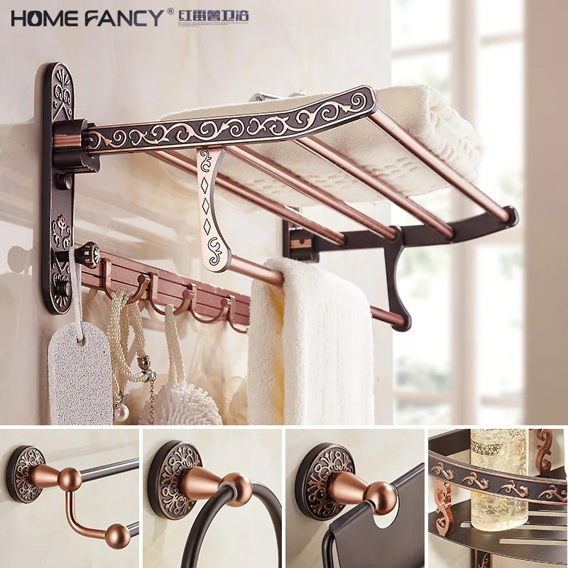

Antiques Black Aluminum Bath Hardware Hanger Set Package Towel Rack Bar Paper Holder Shelf Hook Brush Bathroom Accessories Sj1