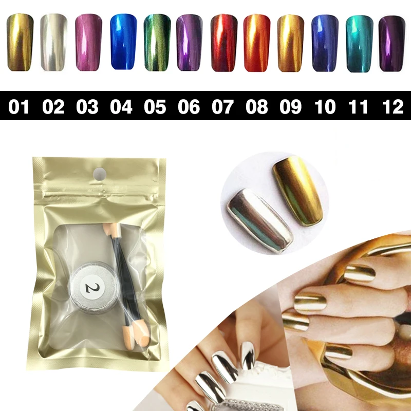 12 Colors 1g box Shinning Nail glitter DIY nail art mirror font b powder b font