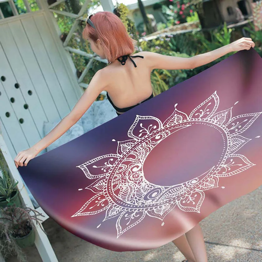 

Summer Mandala Flowers Beach Towels Print Yoga Mat Seaside Shower Swimming Bath Towels Bikini Cover Up Wall Tapestry 150*180cm