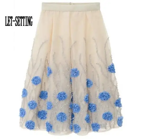 LET SETTING Pleated three dimensional European root yarn skirt