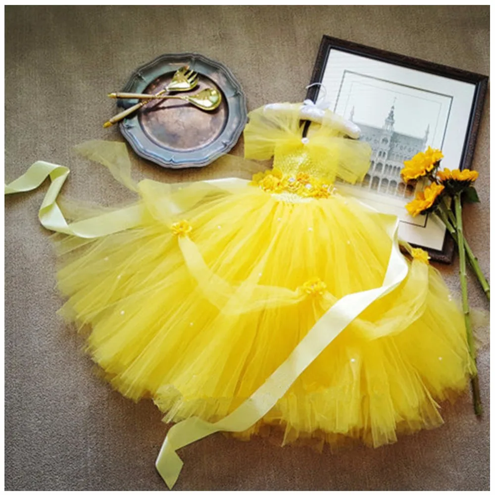 

Girls Dresses Wedding Flower Princess Dress Pageant Party Summer Bow tie Dress Tutu Solid color Long dress