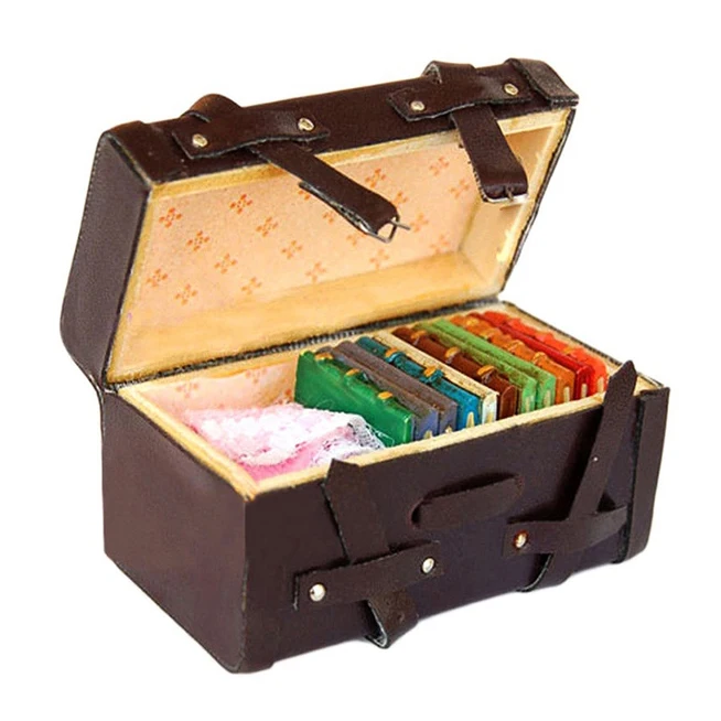 LCLL-1: 12 миниатюрный винтажный кожаный деревянный чемодан миниатюрный чемодан