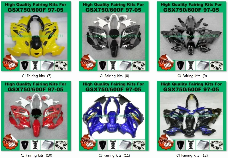 9 Подарки, обтекатель комплект для SUZUKI GSX600F GSX750F 1997-2005 GSX 600F 750F 97 98 99 00 01 02 03 04 05 ABS обтекатели синий белый