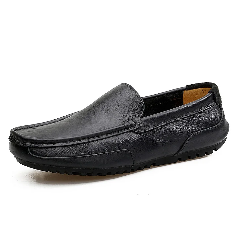 Удобная мужская обувь из коровьей кожи; мужская повседневная обувь; Chaussures; лоферы; Мужская обувь без застежки; zapatos hombre; Новинка - Цвет: black 2028