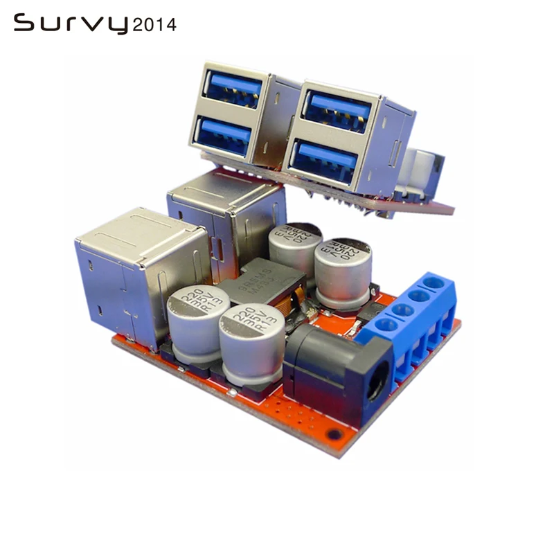 DC-DC Vehicle Charging Board 8V-35V 5V 8A Power Supply Depressurization Module 4 port USB Output mobile Charger Car