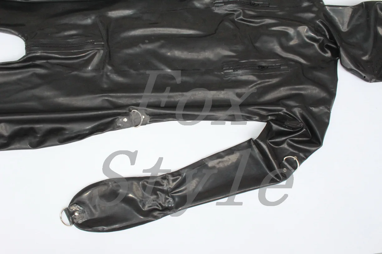 Плотный латекс catsut с D образными кольцами резиновый полный catsuit толщиной 0 6