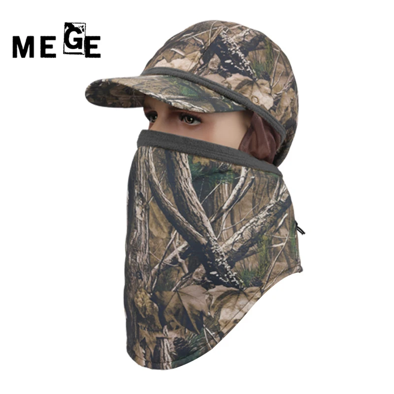 

MEGE Brand Winter Outdoor Tactical Full Face Headgear Cap Camouflage Hunting Hat Neck Warm Quick-Drying Headwear Masks Scarf