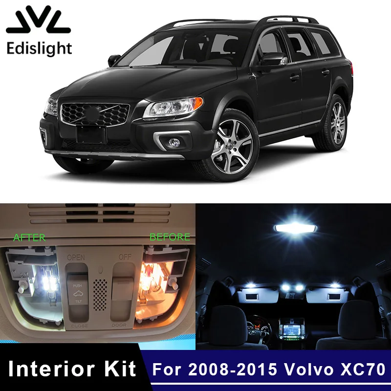 

Edislight 16Pcs No Error White Canbus LED Lamp Car Bulbs Interior Package Kit For 2008-2015 Volvo XC70 Map Dome Door Plate Light