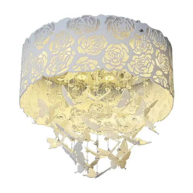 White Rose Led Crystal Ceiling Lamps Plastic Erfly Round Hollow White Rose Led Crystal Ceiling Lamps Plastic Erfly Round Hollow Out Child Room Baby Bedroom Living Light