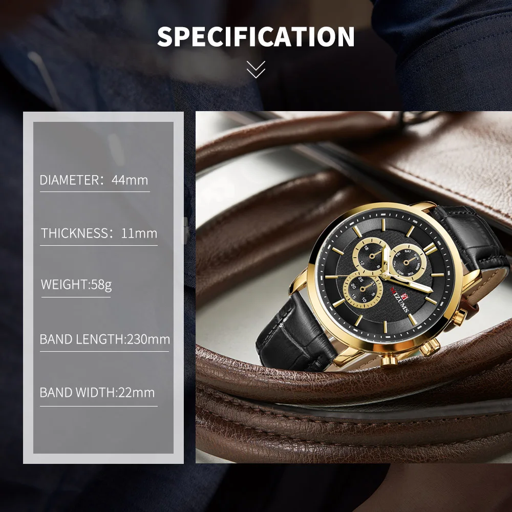 2019 mizums Gold Quartz Watch Top Brand Luxury Men Watches Fashion Man Wristwatches vogue leather strap Relogio Masculino Saatler drop shipping (4)