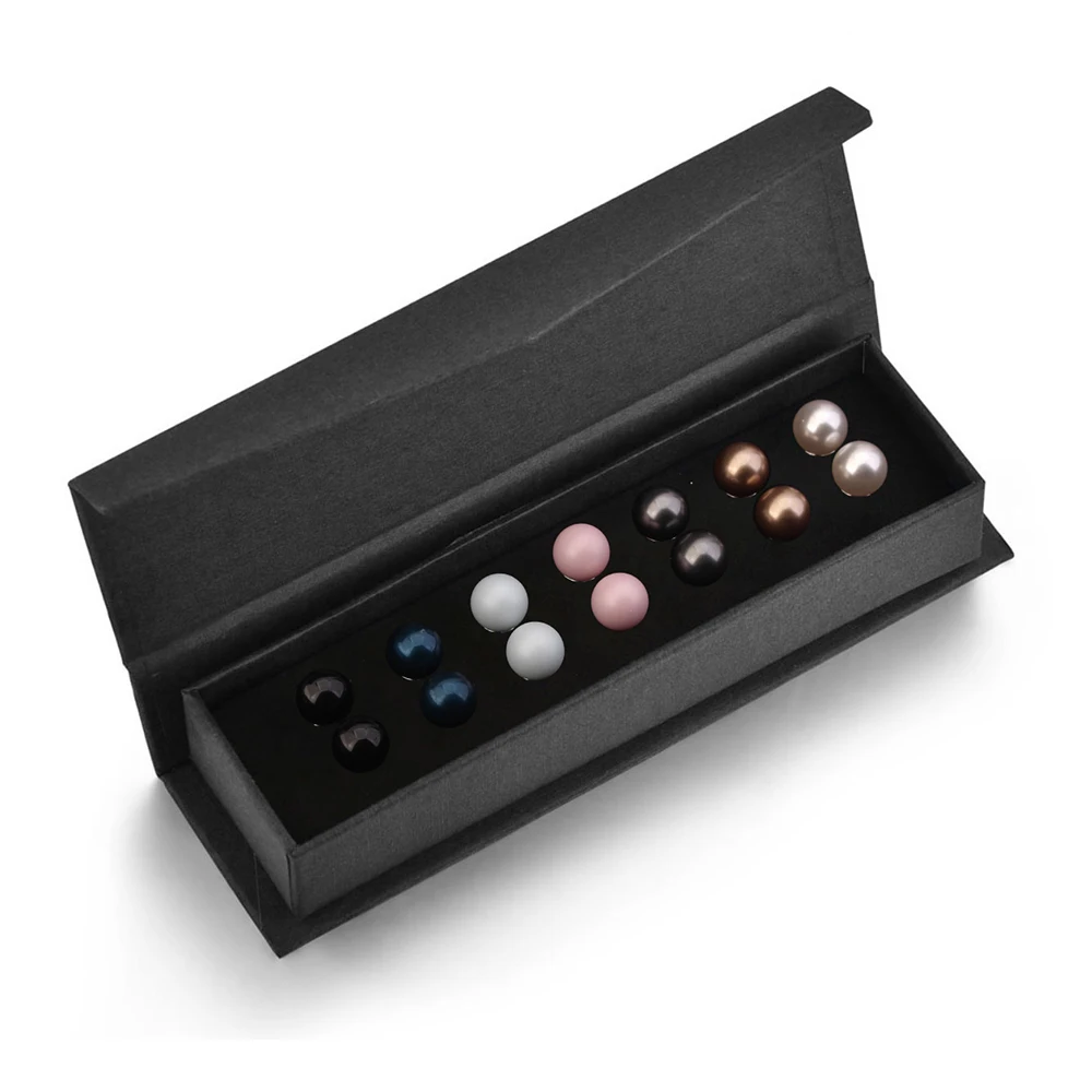 

7Pairs/Set Simple Crystal Pearl Stud Earrings 7 Colors Weekly Jewelry For Women Girls Made With Austria ELEMENTS Silver Color