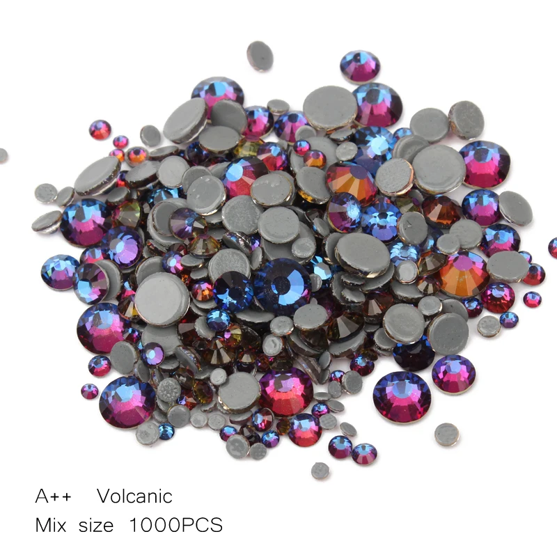 

Volcanic color Mix size SS6-SS30 1000pcs/lot A++ High quality Hot fix Rhinestone Crystals and stones For Luxury Dress