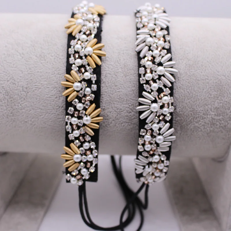 

Tribal Vintage Rhinestone Braided Headband Metal Beads Flower Elastic Hair Band For Women & Girls Hair Accessories