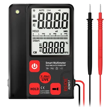 

ADMS7 Voltage Tester 3.5'' Large LCD Digital Smart Multimeter 3-Line Display TRMS 6000 Counts DMM with Analog Bargraph