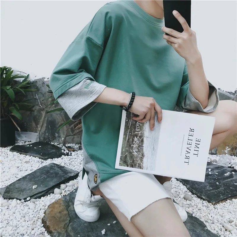 

9402P Easy leisure sleeve at five women han edition smiling face embroidery render unlined upper garment