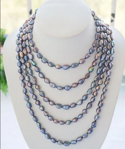 

HOT## Wholesale >>>> P4625 100" 11mm NATURE peacock black baroque freshwater pearl necklace