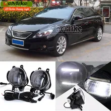 eeMrke For Toyota Reiz Mark X 2009 + 2 in 1 Double Led Guiding DRL Fog Lights Lamp With Q5 Lens Daytime Running Lights