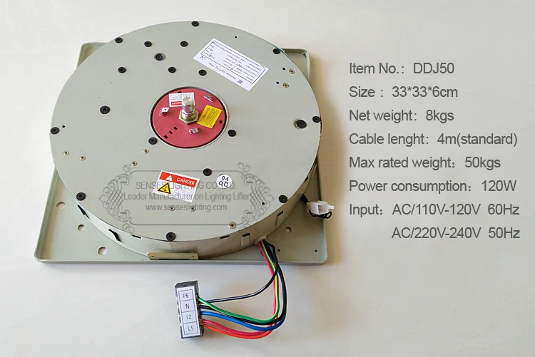 50KG 9m Motor for Chandelier Lamp Winch Wall Switch+Remote Control,110V,240V,