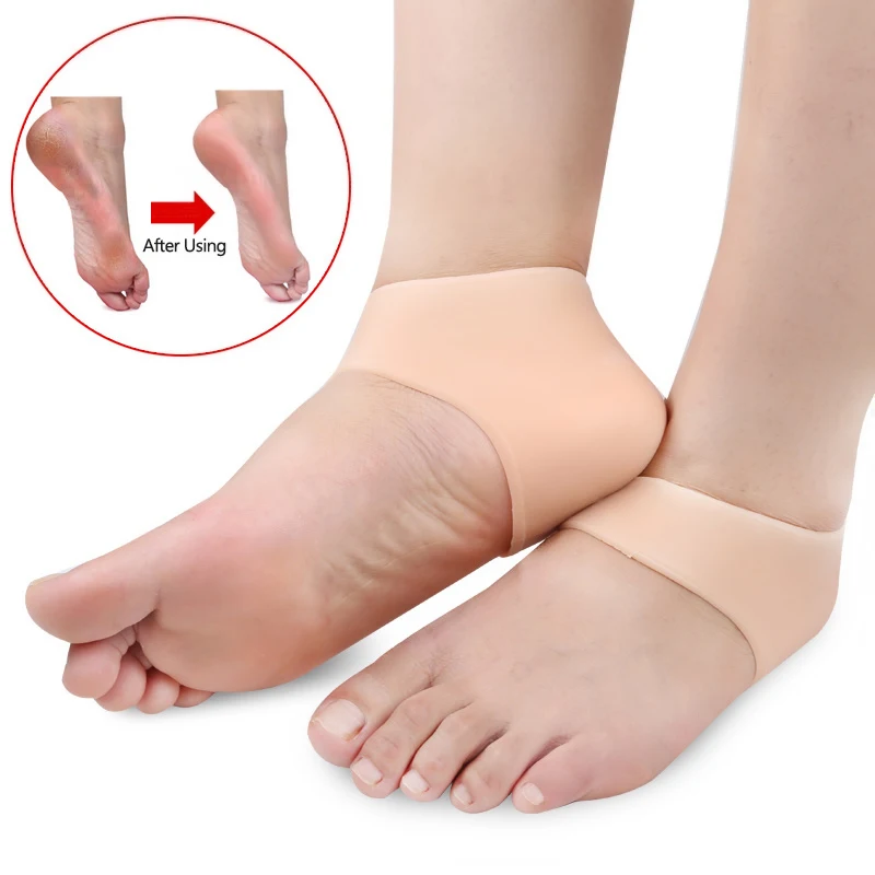 

2 Pcs/1 Pair Silicone Heel Protection Sleeve Cushion Strap Sports Injury Pain Gout Recovery Foot Care Brace and Support