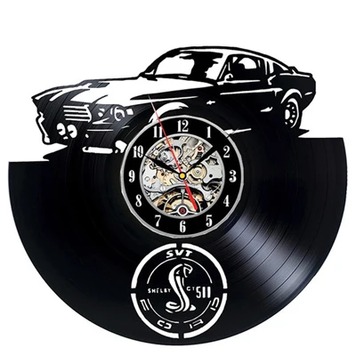 Car Logo Wall Clock Modern Design for Living Room 3D Decorative Hanging Vintage Vinyl Record Clocks Wall Watch Home Decor Silent - Цвет: 2