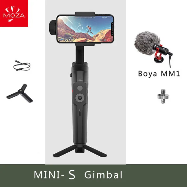 MOZA MINI S 3-осевой портативный монопод с шарнирным замком для смартфона Go Профессиональный стабилизатор для iPhone X 8 Gopro Hero 7 5 экшн-камеры PK DJI Osmo карман - Цвет: add Mic