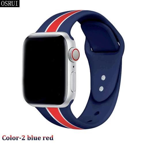 Ремешок для apple watch 42 мм 38 мм correa iwatch 44 мм 40 мм 4 3 2 спортивный силиконовый браслет pulseira apple watch 4 аксессуары - Цвет ремешка: 2 blue red