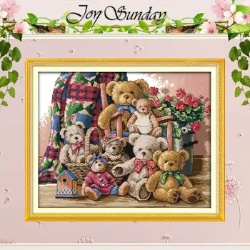 

Bear family Pattern Counted Cross Stitch 11CT 14CT Cross Stitch Set Wholesale Cartoon Cross-stitch Kit Embroidery Needlework