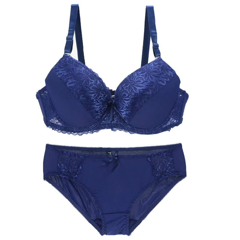 

Sexy Lingerie Women Underwear Set Push Up Lace Bra Set Floral Fashion Charming Intimates Large Size DE Cup 85 90 95 Brassiere