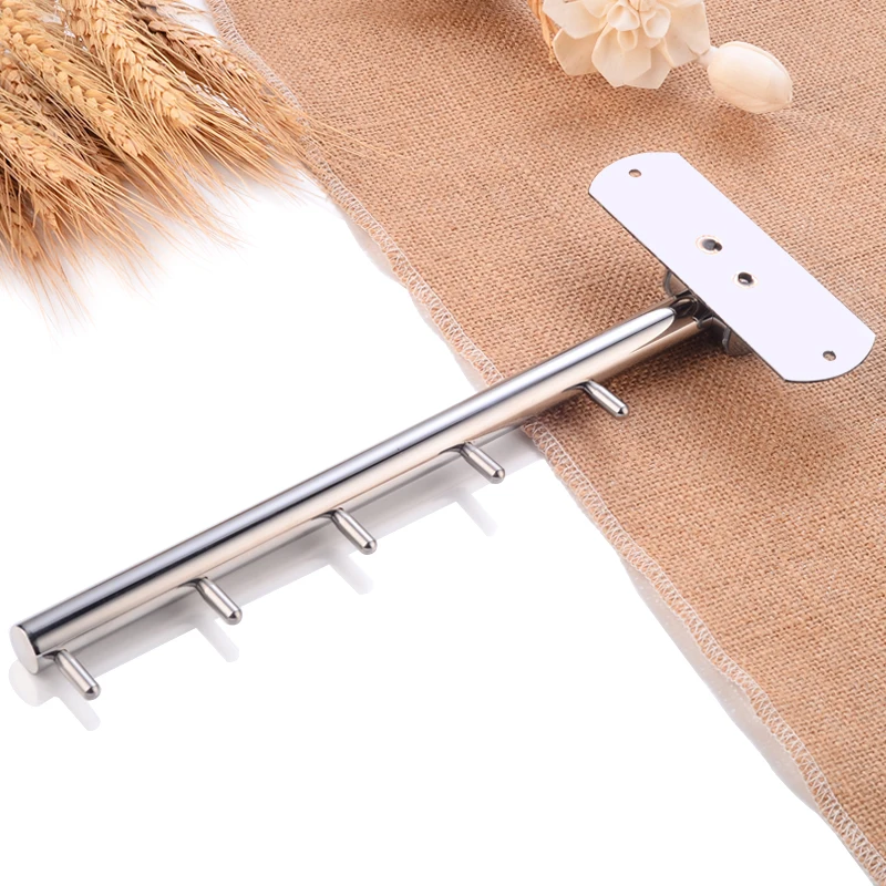 Coat Hook Rack Stainless Steel Robe Hook Wall Mounted 180 Degree Rotate Bathroom Hook for Towels Key Bag Clothes Hanger Creative