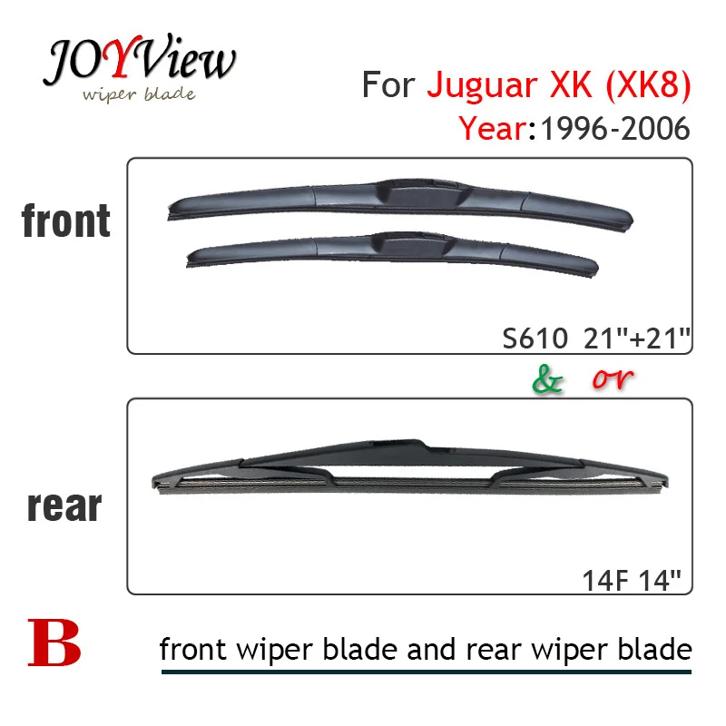 14F REAR CAR WIPER BLADE FIT FOR JAGUAR XK 8(96 06), AND S610 21"+21