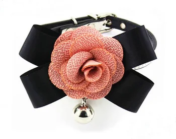 

Exclusive distribution Korea Style dogs cats bowknot collar doggy fashion flower collars with bell puppy accessories 10pcs XS S