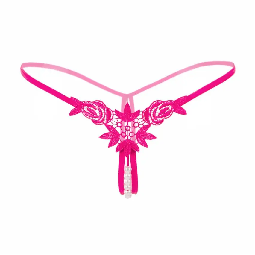 Sexy Embroidery Thongs For Sex Women Lace Open Crotch Pearl Crotchless Panties Female Erotic g-string Briefs Sexy Plus Size 29 (4)