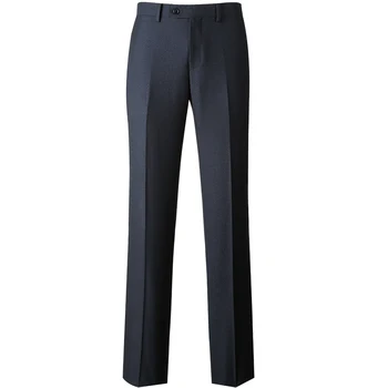 

2019 New High Quality Men's Zipper Fly Wrinkle-resistant Suit Pants Formal Business Meeting Suit Pants Navy Blue for Men