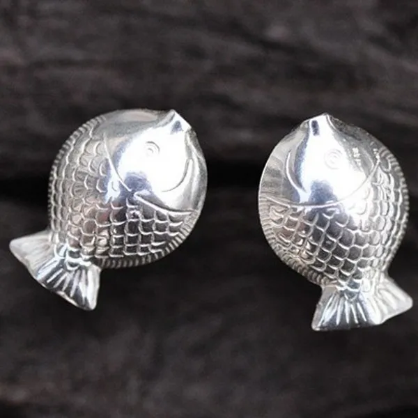 

Fine Jewelry S925 Sterling Silver Earrings Fish pin Stud Earrings for women brincos pendientes with certificate