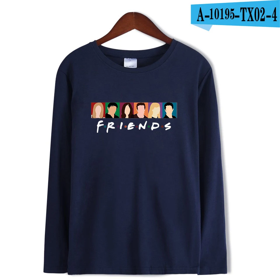 Осенние мягкие футболки для друзей, теплая футболка с длинным рукавом в стиле хип-хоп, Женская/мужская футболка для женщин, Размер 4XL - Цвет: navy blue