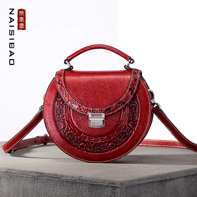 Chinese style female Genuine leather pattern fashion handbag Luxury