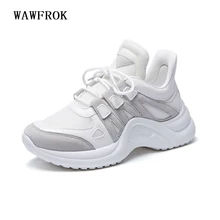 Women Sneakers 2018 New Fashion Women Casual Shoes Trends Ins Female White Flats platform Spring Summer Lace Up Size 35-40