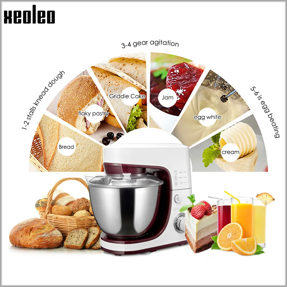 XEOLEO Planetary Food Mixer Electric Dough mixer�Cake mixer Dough kneading machine White Househol Chef machine Egg beater 4.2L