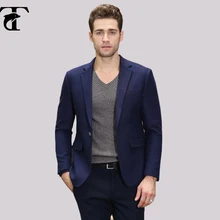 Новое поступление ворсовая шерсть модные черные блейзеры на одной пуговице деловой шерстяной костюм куртка облегающий Повседневный Maillot Homme