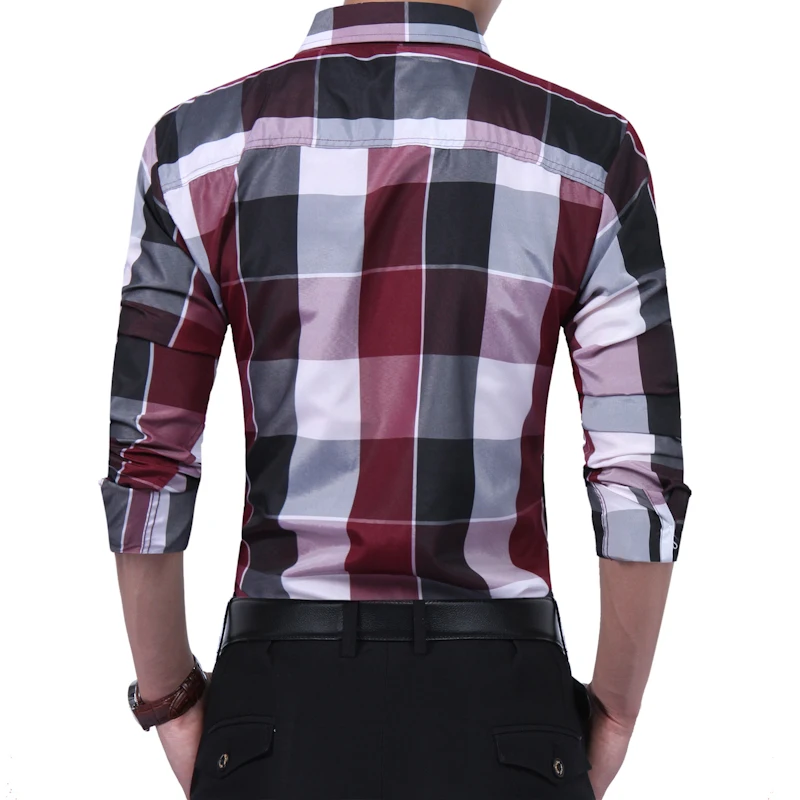 Новые высококачественные, мужские дизайнерские Клетчатые Рубашки, Топы, повседневные тонкие длинные рубашки, размер M-XXXL, рубашки