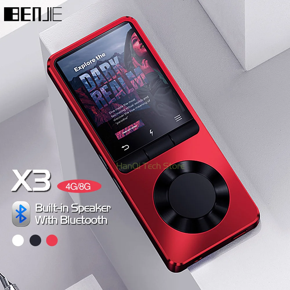 BENJIE X3 Metal Bluetooth MP3 Player Portable Audio 4GB 8GB Music Player with Built-in Speaker FM Radio,Recorder,E-Book,Clock