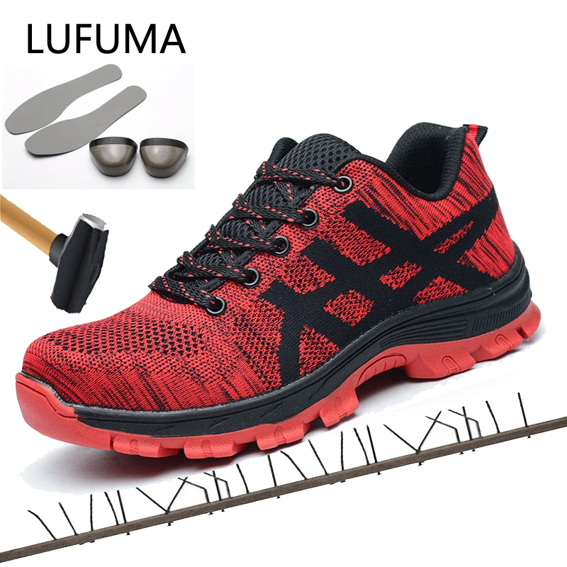 

Safety Shoes Fashion sneakers Mens Steel Nose Covers Working Shoes Breathable Summer Tooling Boots Protect Footwear Size 36-45