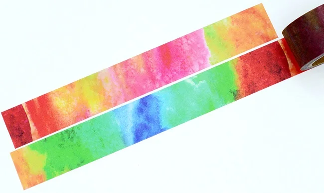 

1Roll=25mmx7m High Quality Multicolor Rainbow Pattern Japanese Washi Decorative Adhesive DIY Masking Paper Tape Label Sticker