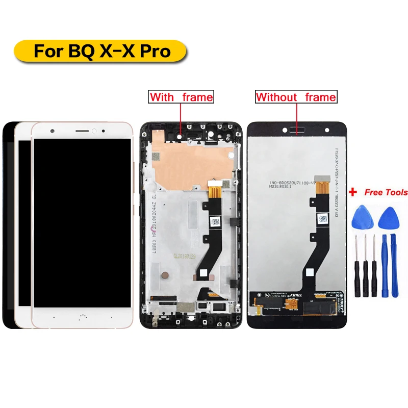 ЖК дисплей и сенсорный экран для BQ X / Pro 100% TestedFor Aquaris с рамкой бесплатными